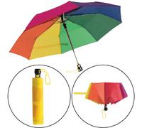 Ultraleichter Taschenregenschirm mit Automatik, Regenbogen-Design, 96 cm Durchmesser, nur 28 cm lang – kompakter Regenschirm für unterwegs & Büro