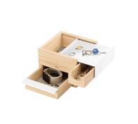 Umbra Mini Stowit Design Schmuckkasten - Schmuckbox mit Geheimfächern für Ringe, Armbänder, Halsketten, Uhren, Ohrringe & Accessoires, Holz/Metall, Weiss/Natur, Klein