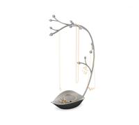 Umbra Orchid Schmuckständer und Schmuckbaum für Ketten mit integrierter Schmuckablage, Stahlgrau, 23 x 14 x 38 cm