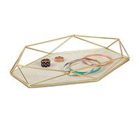 Umbra Prisma Schmuckablage - Schmucktablett für Ringe, Ohrringe, Armbänder, Uhren und andere Accessoires, Metall / Matt Gold