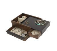Umbra Stowit Design Schmuckkasten Schwarz/Walnuss moderne Schmuck Box mit Geheimfächern für Ringe Armbänder Uhren Halsketten Ohrringe und Accessoires