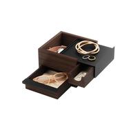 Umbra Stowit Mini Design Schmuckkasten - moderne Schmuck Box mit Geheimfächern für Ringe, Armbänder, Uhren, Halsketten, Ohrringe und Accessoires, Holz/Metall, Schwarz/Walnuss