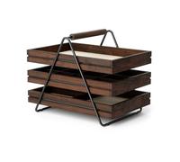 Umbra Schmucktablett Terrace – 3-stufig, verschiebbare Leinen-Holzschalen – Schwarz/Walnuss