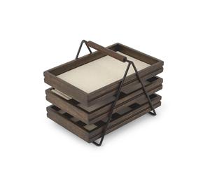 Umbra Terrace Schmucktablett Holz Schmuckkästchen mit drei Schubfächer für Ringe Armbänder Ketten Uhren und Mehr