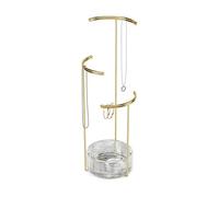 Umbra Tesora Schmuckständer, Halterung für Halsketten und Ohrringe, Accessoire-Organizer mit Glasablage, Messing