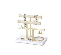 Umbra Trigem Dreistufiger Tisch-Organizer für Halsketten, Armbänder und Ohrringe, Leinen, Weiß/Messing, 3 Tier