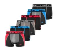 Umbro Boxershorts Herren Leicht, Unterhosen Männer, Anti-Schweiss (6er Pack), Schwarz/Grau/Blau, L