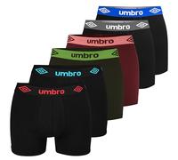 Umbro Herren Boxershorts aus Baumwolle - 6er Pack (Größe XXL) - Schwarz, Rot, Grau | Bequeme, Elastische und Weiche Unterwäsche mit Perfektem Sitz und Premium-Qualität