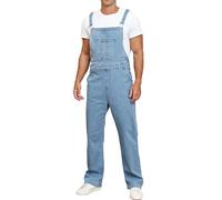 UMESOUL Herren Denim Latzhose Slim Fit Dehnbar Mode Jeans Jumpsuit mit Taschen, Hell, blau, 48