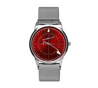 UMF RUHLA Quarz-Armbanduhr Monotimer - Edelstahlgehäuse und Milanaiseband mit Zifferblatt in Rot und Front aus Saphirglas - Limited Edition Colani Stil - Made in Germany