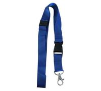 Umhängeband / Lanyards / Schlüsselanhänger aus Polyester mit drehbarem Karabinerhaken, mit Steckschnalle und Sicherheitsbruchstelle, Farbe: blau - 10 Bänder