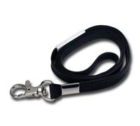Umhängeband / Lanyards Schlüsselanhänger, aus weichem Polyester, mit drehbaren Karabinerhaken, Sicherheitsbruchstelle, Farbe: schwarz - 10 Bänder