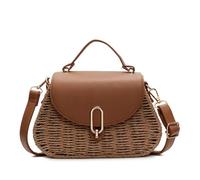 Umhängetasche aus PU-Leder, Clutch-Geldbörse, handgefertigter Tragegriff | Stroh-Strandtasche, PU-Leder, Umhängetasche mit Klappe, handgefertigte Tasche mit Obergriff; 220x140x80mm; ideal for