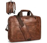 Umhängetasche aus Segeltuch/Leder für Herren, 17,3 Zoll (43,9 cm), Aktentasche, Computer-Handtasche, Convertible Umhängetasche