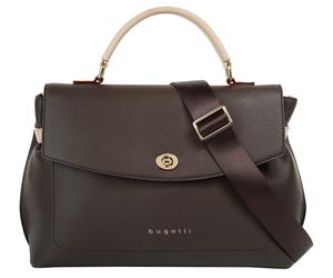 Umhängetasche BUGATTI "ELLA", Damen, Gr. B/H/T: 35cm x 22cm x 9cm onesize, braun (dunkelbraun), Kunstfaser, unifarben, Taschen Umhängetasche (99048407-0) dunkelbraun