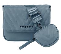 bugatti Sira kleine Schultertasche für Damen - edle Mini-Umhängetasche mit Kette, blau