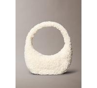 Umhängetasche CALVIN KLEIN "SHERPA CK ZIP PULLER SMALL BAG", Damen, Gr. B/H/T: 24cm x 12cm x 13cm, natural, Polyester, Taschen Umhängetasche, Schultertasche, Henkeltasche, Handtasche Damen (83184939-0