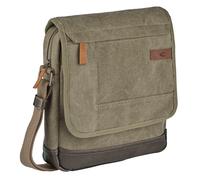 Umhängetasche CAMEL ACTIVE "Air", Damen, Gr. B/H/T: 26,5cm x 30cm x 7cm, grün, Baumwolle, Taschen Umhängetasche, Canvas Modell aus weichem Lederimitat abgerundet mit Applikationen (86944967-0) grün