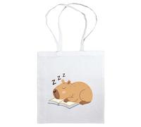 Umhängetasche Capybara: Stofftasche, Jutebeutel mit buntem Farbaufdruck. Aus 100% Baumwolle mit langen Trägern. Accessoire für Fans farbenfroher Kunst. Reusable Bag