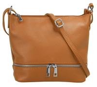 Umhängetasche CLUTY, Damen, Gr. B/H/T: 23cm x 20cm x 3cm onesize, braun (cognac), Leder, unifarben, Taschen Umhängetasche, echt Leder, Made in Italy (85076107-0) cognac