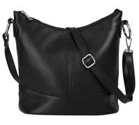 Umhängetasche CLUTY, Damen, Gr. B/H/T: 26cm x 24cm x 14cm onesize, schwarz, Leder, leicht glänzend, unifarben, Taschen Umhängetasche, echt Leder, Made in Italy (37614819-0) schwarz