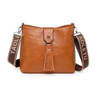 Umhängetasche Damen Mittelgroß Handtasche Mädchen Klein Crossbody Bag PU Leder Crossbags mit Breitem Abnehmbar Gurt