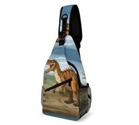 Umhängetasche, Dinosaurier-Rucksack, Schultertasche, Brusttasche, legere Brusttasche, Bauchtasche, Dinosaurier, 20,3 x 10,2 x 38,1 cm, Dinosaurier aus der Jurazeit, 8 × 4 × 15 inches