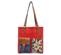 Umhängetasche DOGO "Multi Pocket Bag Shopper-Tasche In The Puzzle Damen", Damen, Gr. B/H/T: 36cm x 8cm onesize, rot, Kunstleder, Taschen Umhängetasche, Handgefertigt (93750368-0) rot