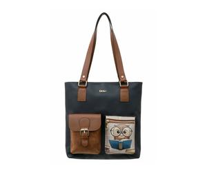 Umhängetasche DOGO "Multi Pocket Bag Shopper-Tasche The Wise Owl Damen", Damen, Gr. B/H/T: 36cm x 8cm onesize, blau, Kunstleder, Taschen Umhängetasche, Handgefertigt (39655202-0) blau