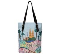 Umhängetasche DOGO "Tall Bag Damen Schultertasche The Mosaics Of Barcelona Damen", Damen, Gr. B/H/T: 40cm x 34cm x 10cm onesize, blau, Taschen Umhängetasche, Handgefertigt (85457421-0) blau