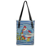 Umhängetasche DOGO "Tall Bag Damen Schultertasche You, Me And The Sea Damen", Damen, Gr. B/H/T: 40cm x 34cm x 10cm onesize, blau, Taschen Umhängetasche, Handgefertigt (43415036-0) blau