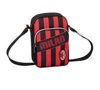 Umhängetasche für Herren - A.C. Milan Fußball, Schwarz / Rot - Öffnung mit Reißverschluss - Gürteltasche für Jungen - Milanist Fan - Fußball Gadget Serie A, Schwarz und Rot., Taglia unica, rucksack