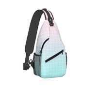 Umhängetasche für Herren und Damen, Ombré-Gitter-Druck, Umhängetasche, Brusttasche, Tagesrucksack, Sling-Rucksack für Reisen, Wandern