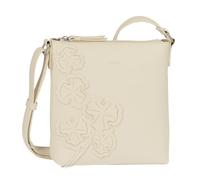 Umhängetasche GABOR "Jovita", Damen, Gr. B/H/T: 21cm x 21,5cm x 6cm, sanftes weiß, Polyurethan, bestickt, clean, unifarben, Taschen Umhängetasche, mit verspielten 3D-Blüten auf weich genarbtem Lederim