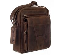 Umhängetasche GREENLAND NATURE "Montenegro", Damen, Gr. B/H/T: 23cm x 26cm x 9cm, braun, Rindsleder, unifarben, vintage, Taschen Umhängetasche, im praktischem Format (39092361-0) braun