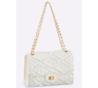 Umhängetasche HEINE, Damen, Gr. B/H/T: 25,5cm x 18cm x 9cm, weiß, Baumwollmischung, Metall, unifarben, Taschen Umhängetasche (86564829-0) weiß