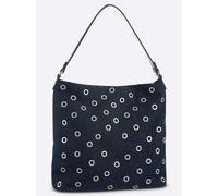 Umhängetasche HEINE, Damen, Gr. B/H/T: 35cm x 29cm x 12cm, blau (schwarz denim), Metall, Viskosemischung, unifarben, Taschen Umhängetasche (81400423-0) schwarz denim