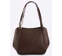 Umhängetasche HEINE, Damen, Gr. B/H/T: 41cm x 25cm x 15cm, schoko, Metall, Viskosemischung, unifarben, Taschen Umhängetasche (45894133-0) schoko