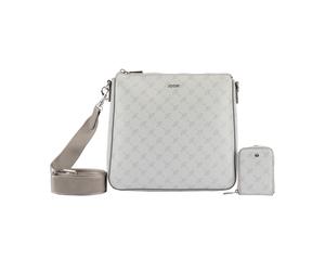 Umhängetasche JOOP "cortina 1.0 jasmina shoulderbag mvz", Damen, Gr. B/H/T: 25cm x 25cm x 6cm, frost grau, Lederimitat, Taschen Umhängetasche, Damen Schultertasche, mit typischem Musterdruck (84439747