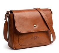 Umhängetasche Leder klein KENT Schultertasche Crossbody Damen Herren - vintage-braun / L