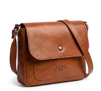 Umhängetasche Leder klein KENT Schultertasche Crossbody Damen Herren - vintage-braun / S