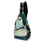 Umhängetasche, lustiger Geist in der Badewanne, Rucksack, Schultertasche, Brusttasche, lässige Brusttasche, Bauchtasche, lustiger Geist in der Badewanne, 20,3 x 10,2 x 38,1 cm, Lustiger Geist in der