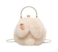 Umhängetasche mit Hase, niedliche Tier-Tasche, Cartoon-Geldbörse, Umhängetasche, Kaninchen, schöne Handtasche für Damen, Plüsch-Tasche, Beige, Consulte la descripción, Siehe Beschreibung
