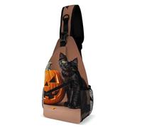 Umhängetasche mit süßer schwarzer Katze, Schultertasche, Brusttasche, lässige Brusttasche, Bauchtasche, süße schwarze Katze, 20,3 x 10,2 x 38,1 cm, Süße schwarze Katze, 8 × 4 × 15 inches