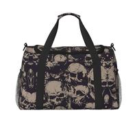 Umhängetasche mit vielen Totenköpfen zum Zusammensein, Reisetasche, Reisetasche, Sporttasche, für Damen und Herren, Schwarz , Einheitsgröße