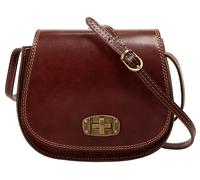 Umhängetasche PIKÉ, Damen, Gr. B/H/T: 19cm x 16cm x 6cm onesize, braun, Leder, leicht glänzend, unifarben, Taschen Umhängetasche, echt Leder, Made in Italy (19857829-0)