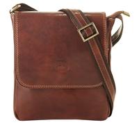 Umhängetasche PIKÉ, Damen, Gr. B/H/T: 23cm x 21cm x 4cm onesize, braun, Leder, beschichtet, glänzend, Taschen Umhängetasche, echt Leder, Made in Italy (25083211-0) braun