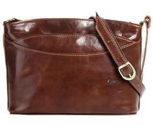 Umhängetasche PIKÉ, Damen, Gr. B/H/T: 30cm x 23cm x 11cm onesize, braun, Leder, glänzend, Taschen Umhängetasche, echt Leder, Made in Italy (094597-0)