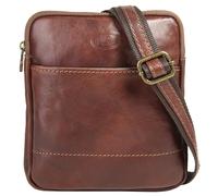 Umhängetasche PIKÉ "PIKÉ Damen, Herren echt Leder, Made in Italy", Damen, Gr. B/H/T: 21cm x 18cm x 5cm onesize, braun, Leder, beschichtet, glänzend, Taschen Umhängetasche, echt Leder, Made in Italy (4