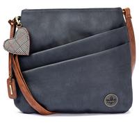 Umhängetasche RIEKER, Damen, Gr. B/H/T: 24cm x 27cm x 6cm, bunt (dunkelblau, braun), Lederimitat, Taschen Umhängetasche, Schultertasche, Damen Handtasche mit zwei Hauptfächern (19176613-0) dunkelblau,